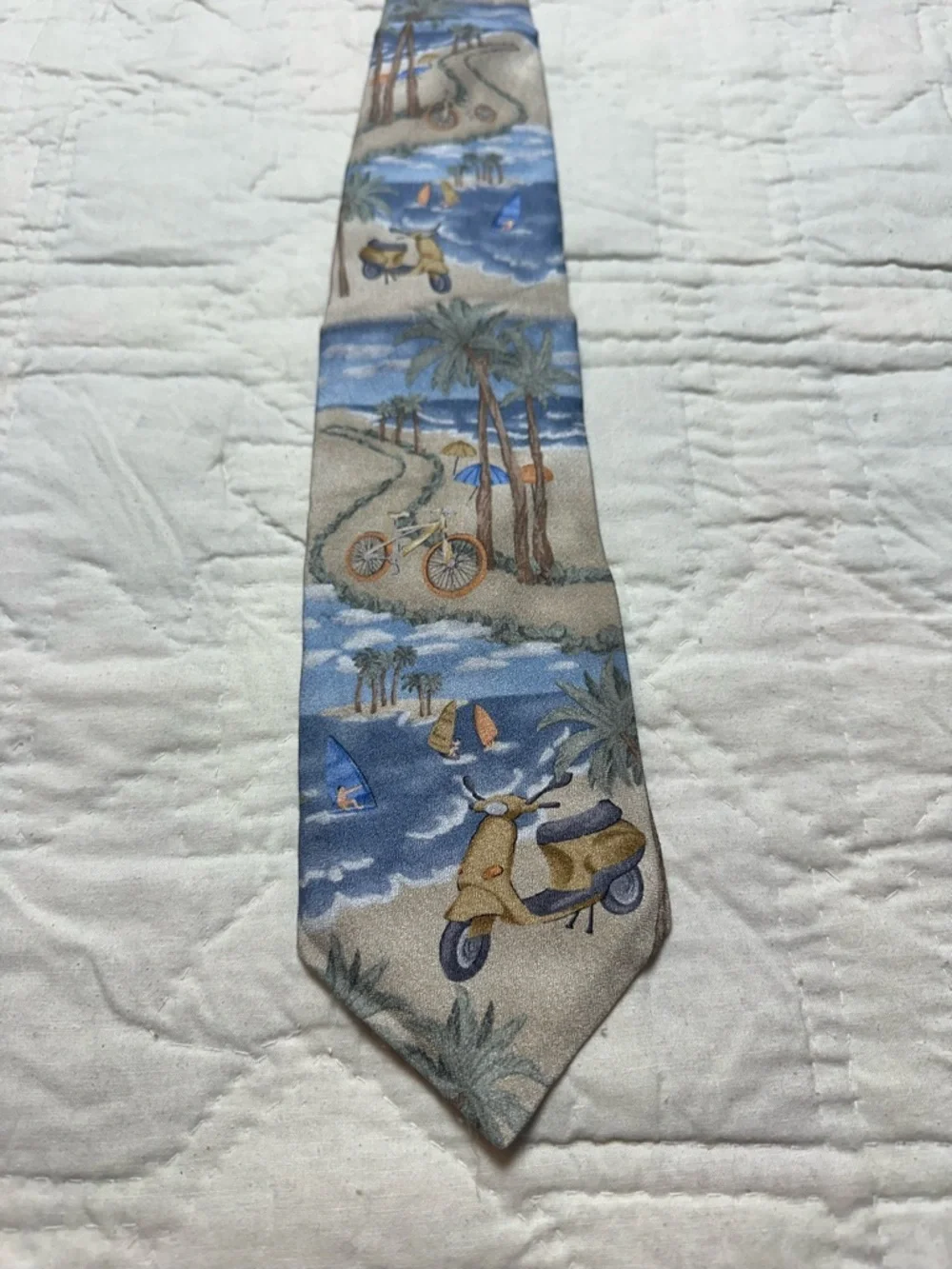 Silk Coastal Scenic Tie | Tropical Resort Novelty · Tropicals by Tango
